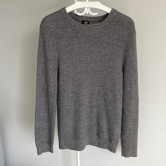 H&M Men’s Gray Knit Sweater Crew Neck Cotton Acrylic Blend Size Small - Picture 5 of 11